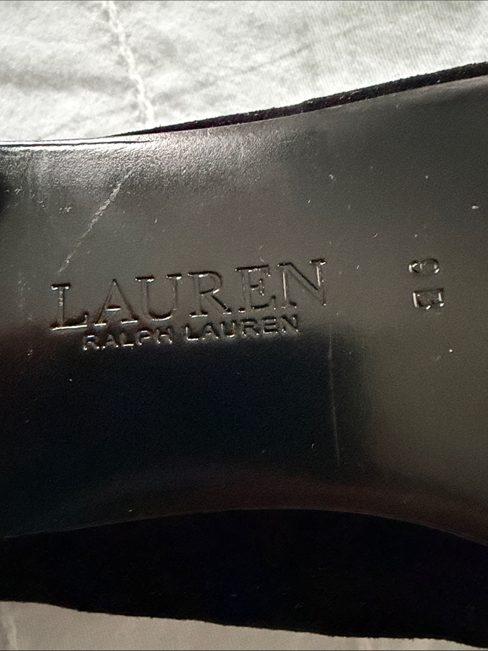 Ralph Lauren Black Velvet Slip-On Loafers with Gold RL Accent -never worn! - Picture 3 of 4